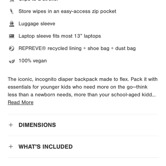 NWT Dagne Dover Indi Neoprene Diaper Bag Backpack - Picture 9 of 9